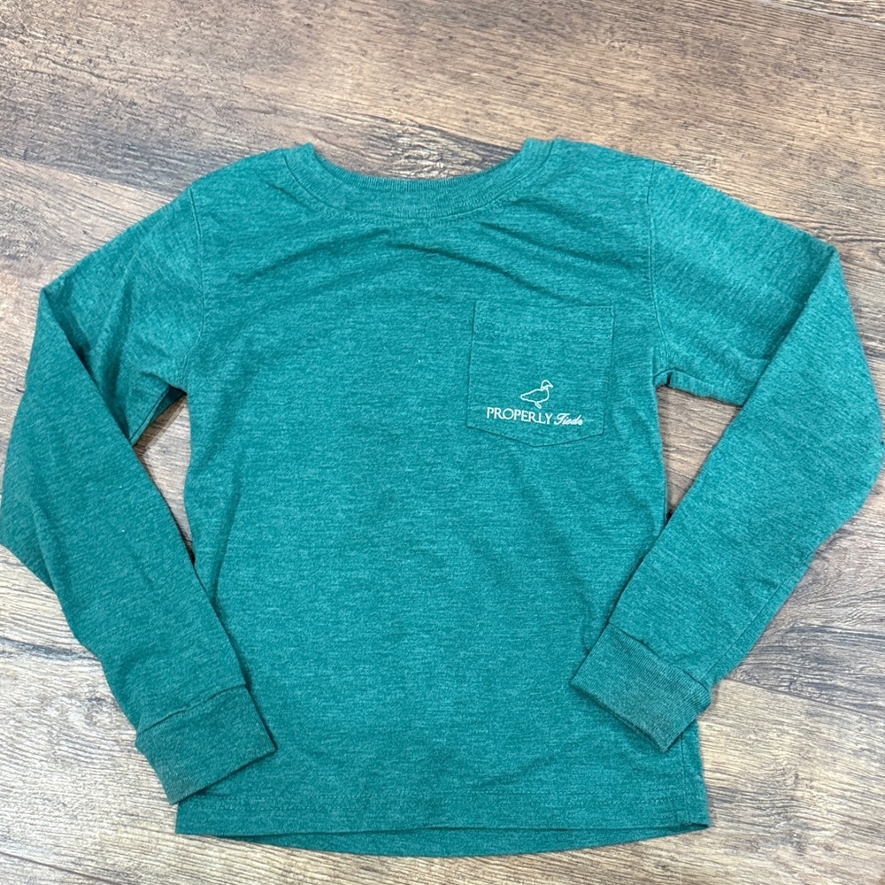 Properly Tied Kids christmas stocking Teal Long Sleeve Tee